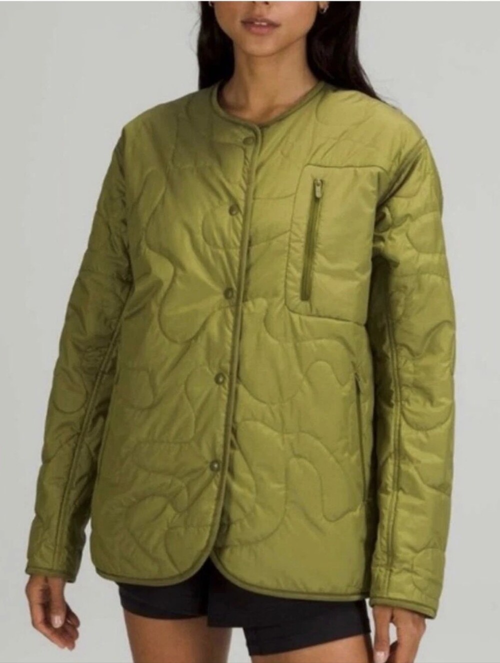 Lululemon Insulated Quilted Jacket Heathered Juniper Green Lightweight SZ 6